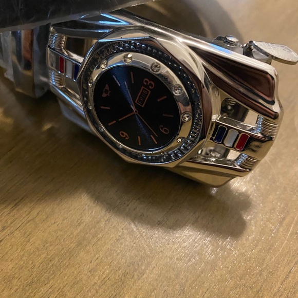 Black Leather Watch Belt with Silver Buckle Watch 🔥 49in - Picture 3 of 3